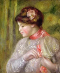 Mulher jovem, ajustar, dela, blusa, 1900